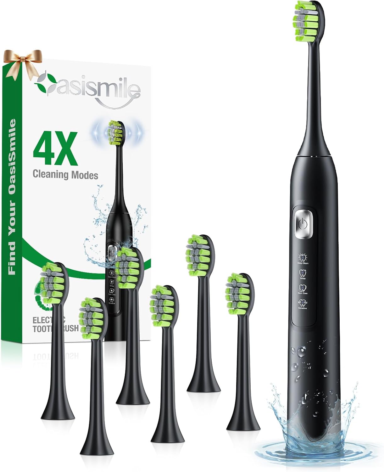 Detalle de OasiSmile Sonic Electric Toothbrush for Adults — 42,000 VPM, 4 Modes, 6 Heads, IPX7, 120-Day Battery