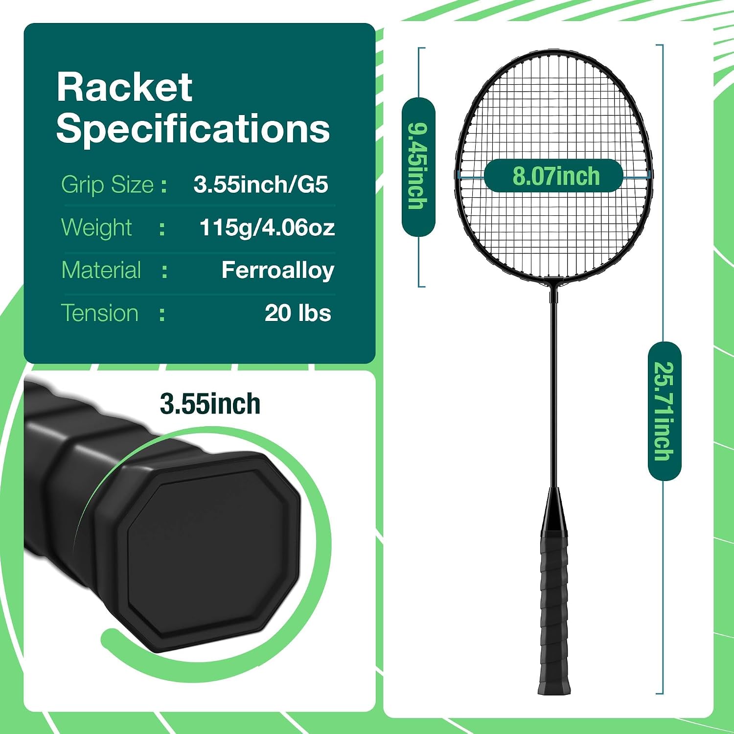 Detalle de AboveGenius Badminton Rackets Set for Outdoor Backyard Games