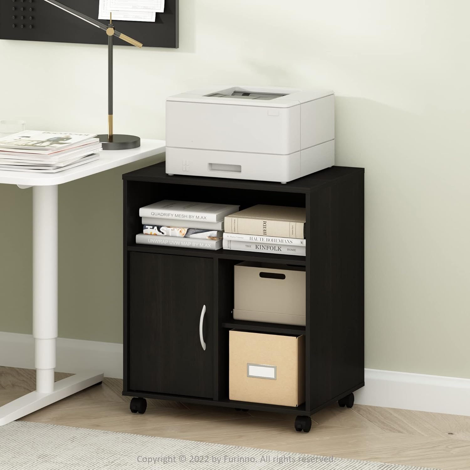 Thumbnail 1 de Support d’imprimante Furinno Economy pour bureau avec roulettes, espresso