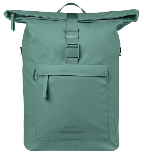 Detalle de Basil Brooklyn, sacoche de vélo 17 l avec compartiment ordinateur, verte