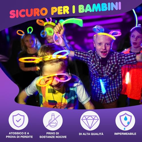 Detalle 2 de Ziitty Braccialetti Luminosi Fluorescenti 7 Colori – 100 Glow Sticks e Connettori per DIY party