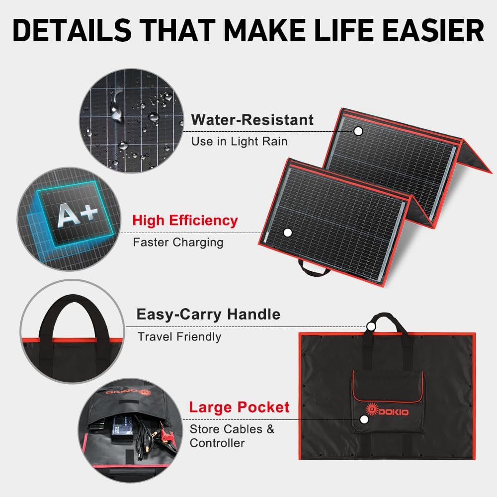 Detalle 2 de DOKIO 200W Foldable Solar Panel