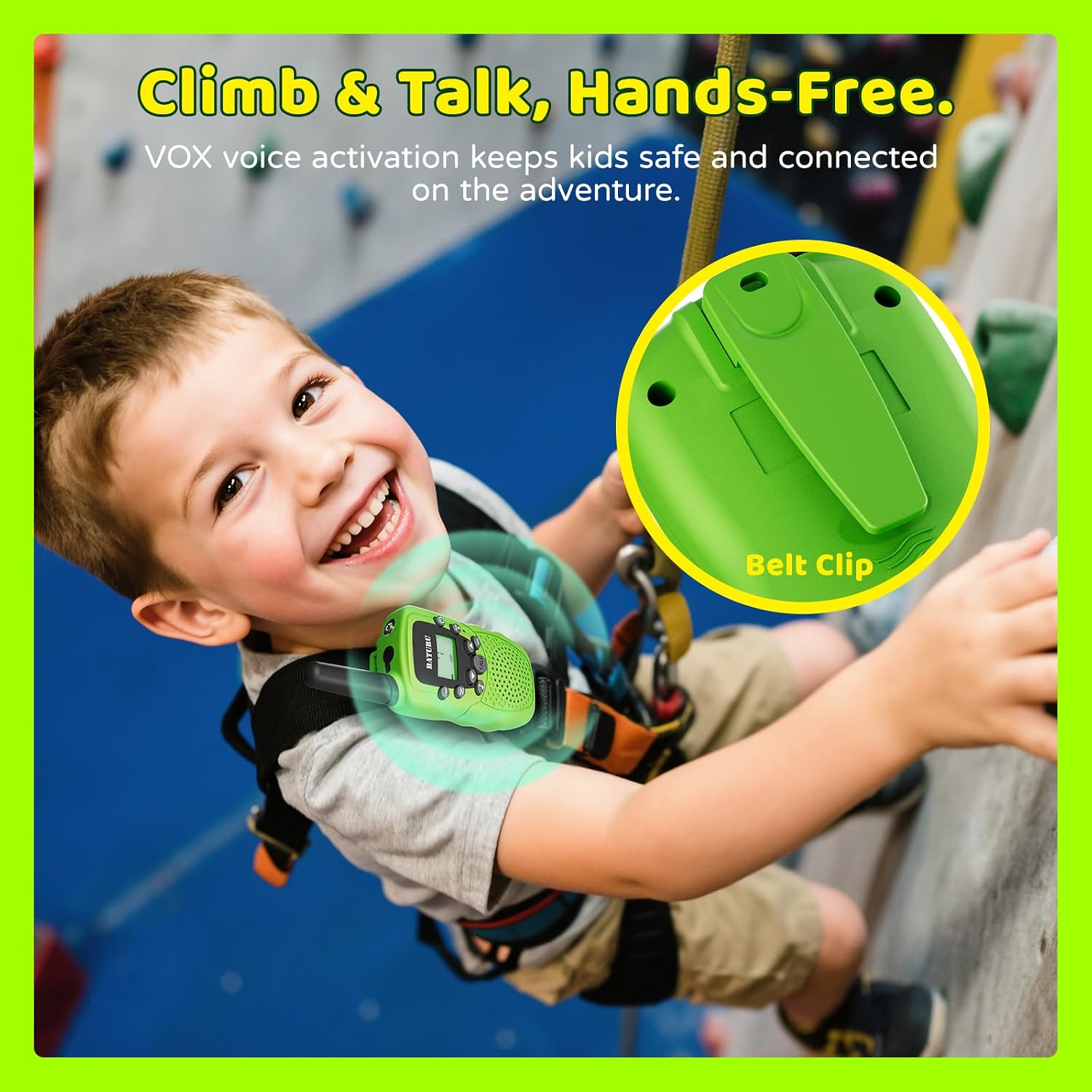Detalle 1 de BATURU T-388 Rechargeable Kids Walkie Talkies, 3-Pack, 22 Channels, USB-C