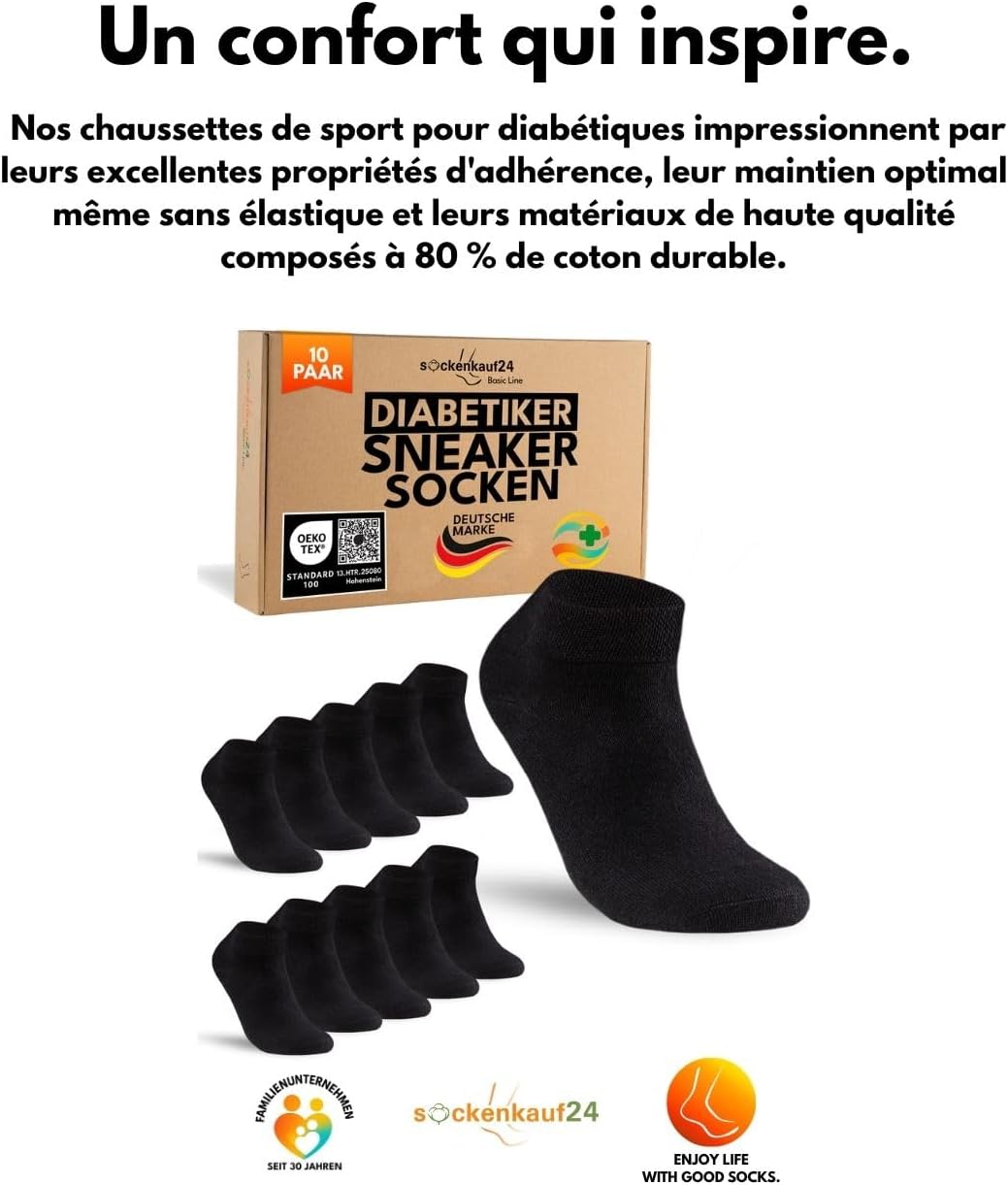 Thumbnail 5 de sockenkauf24 Lot de 10 paires de chaussettes pour diabétiques sans couture