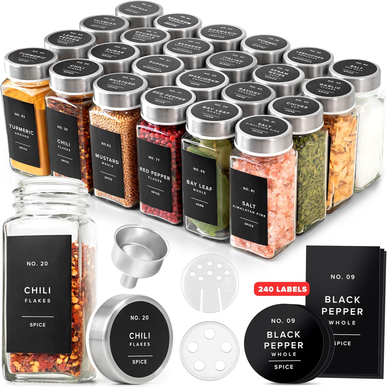 Detalle de EDELHAUS Glass Spice Jars 24-pack 🧂