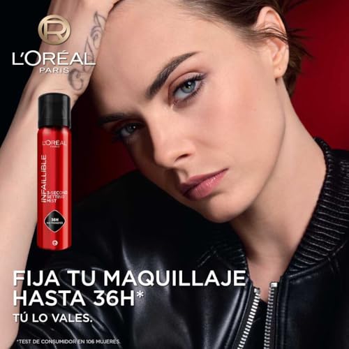 Detalle 2 de L’Oréal Paris Spray Fijador de Maquillaje Infaillible: fijación duradera, resistente al agua y acabado satinado