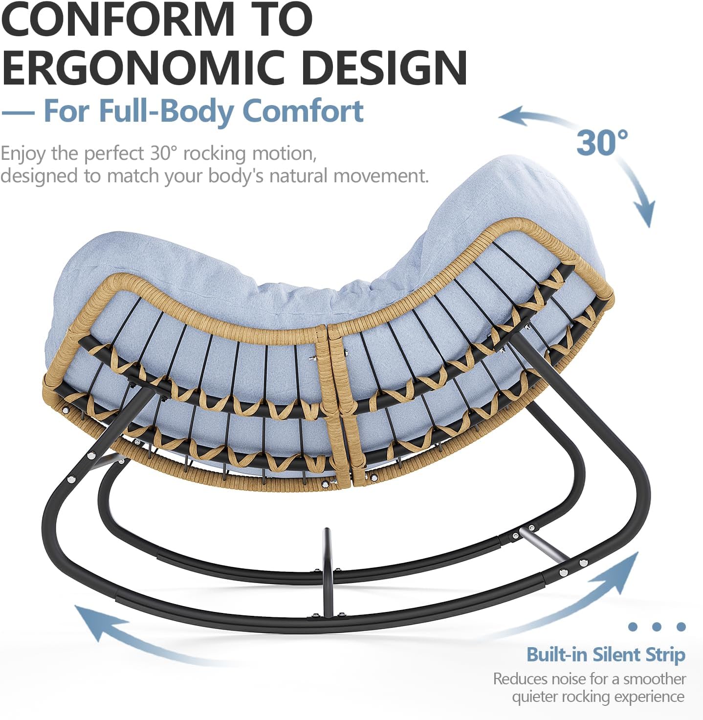 Detalle 2 de SWITTE Papasan Rocking Chair, 450 lb Capacity