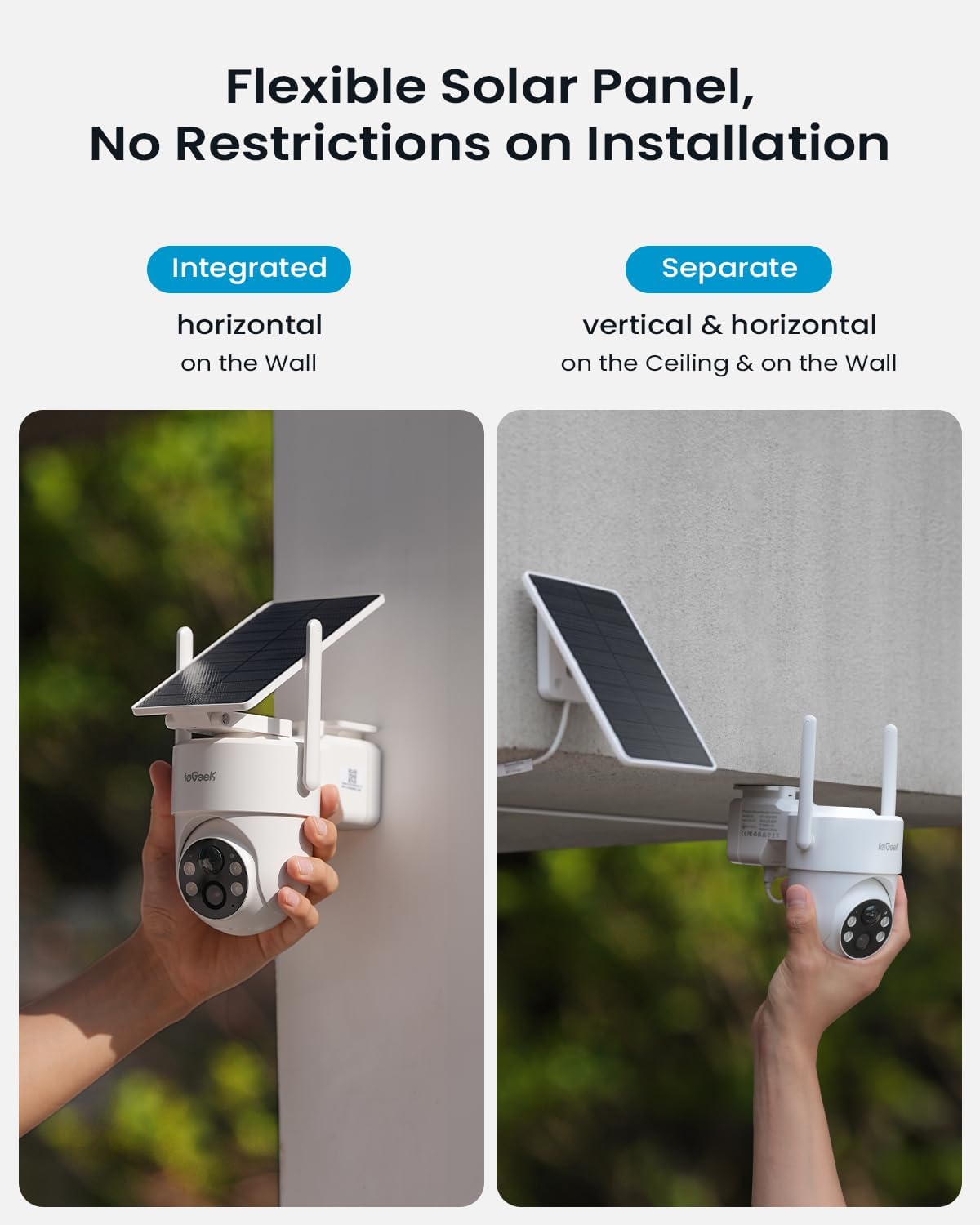 Detalle 2 de ieGeek 3MP 360° PTZ Security Camera with Solar Panel