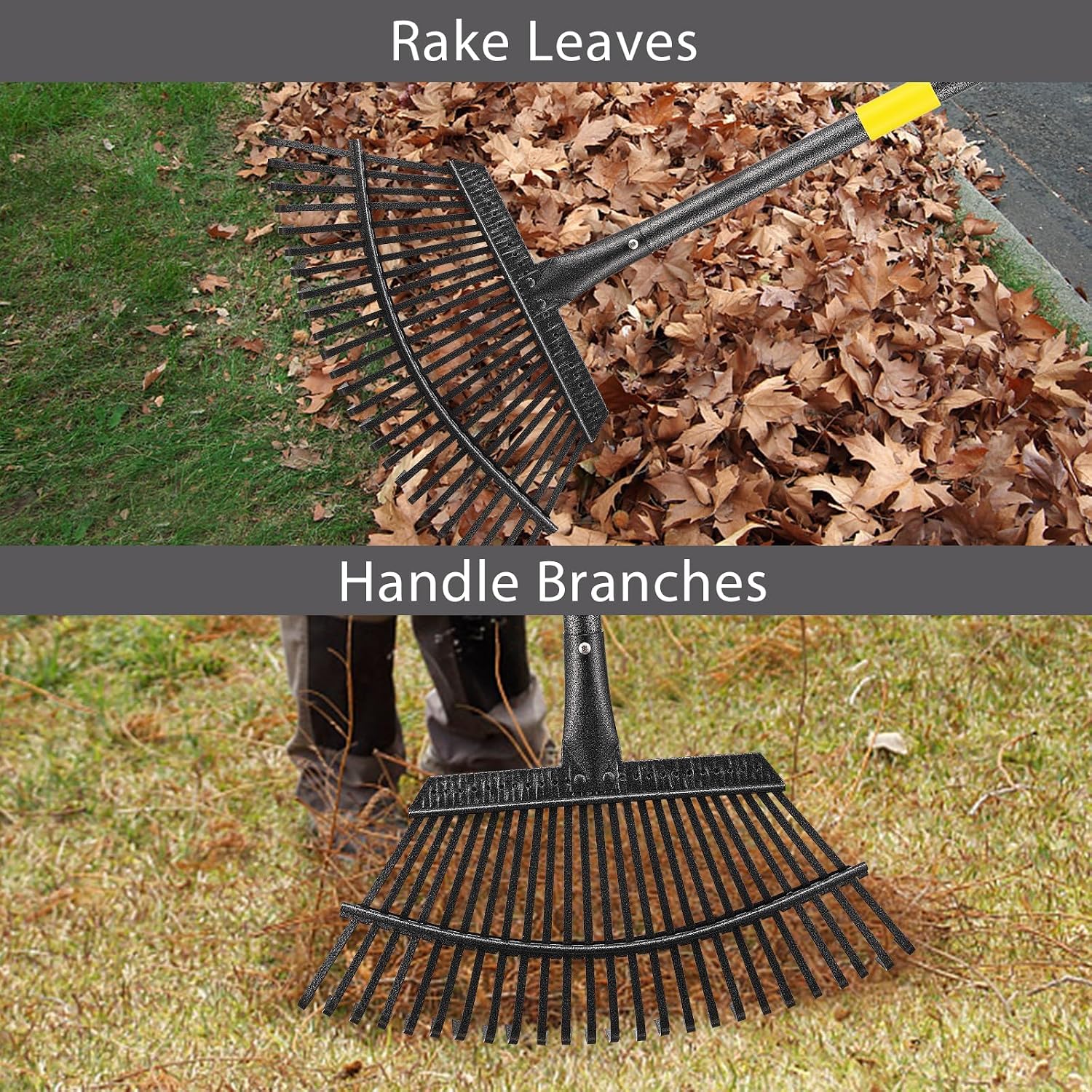 Thumbnail 4 de Oliynedy leaf rake, adjustable 30–61-inch handle, 18-inch metal head