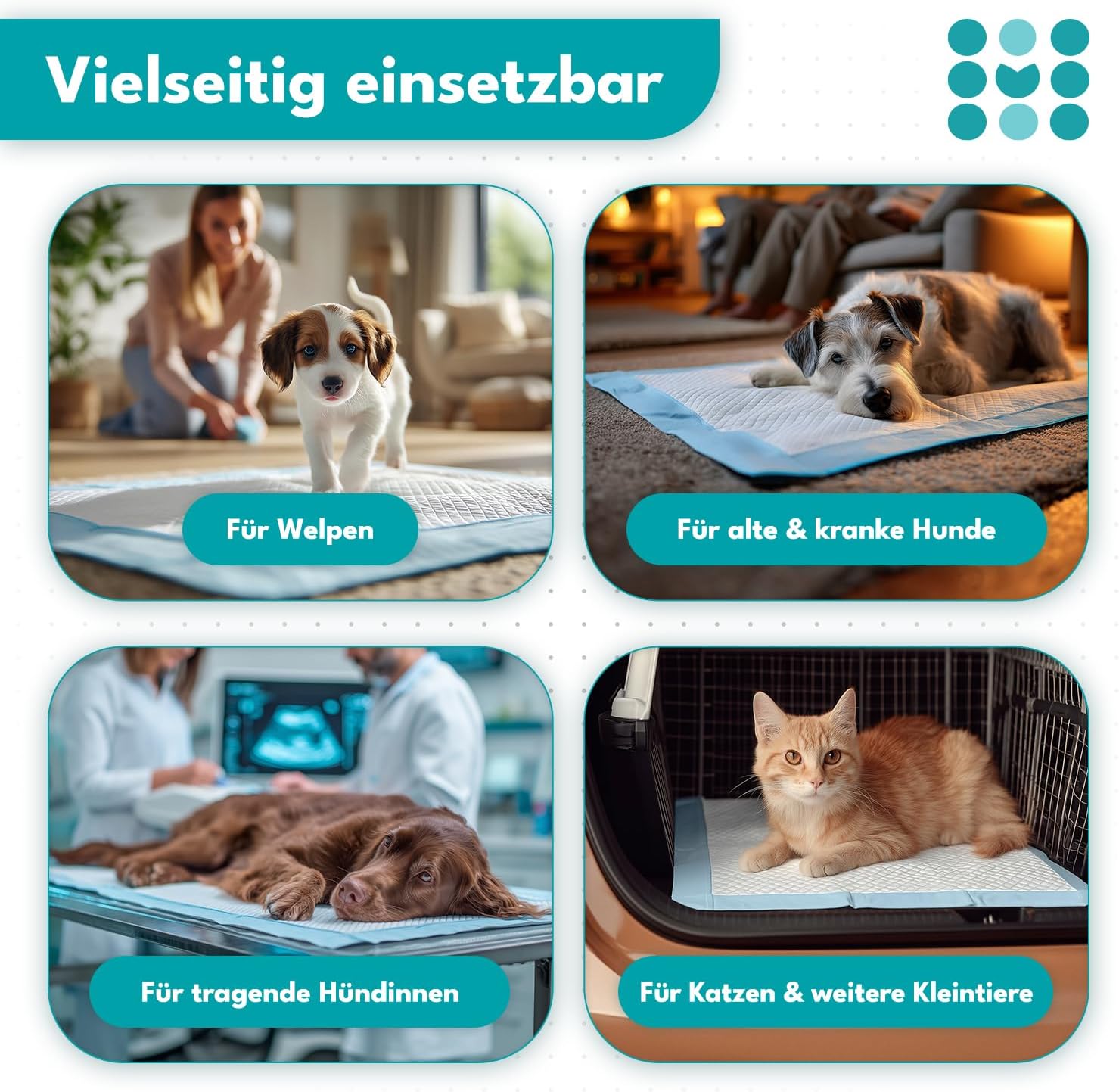 Thumbnail 2 de maneo 10x Welpen Unterlagen 60x90 cm – saugfähige Training Pads als auslaufsicheres Hundeklo