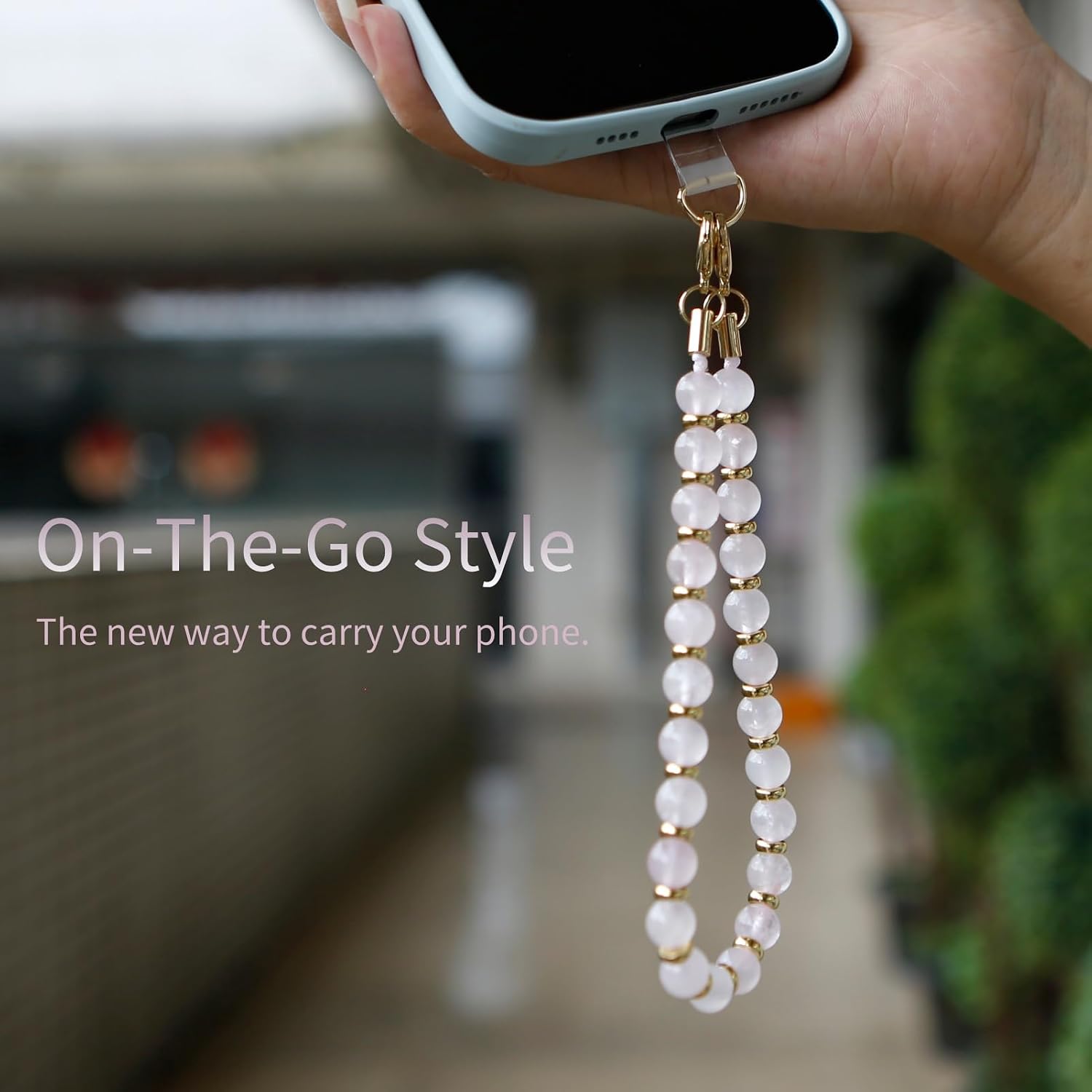 Thumbnail 1 de Lostars Marble Beaded Phone Wrist Strap, Detachable Pink Design with 304 Steel Core