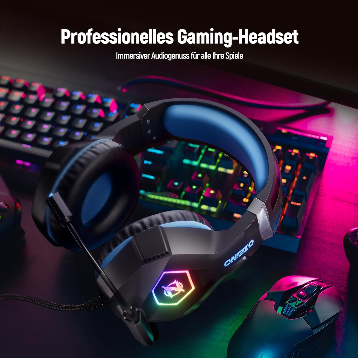 Thumbnail 6 de Ozeino Gaming-Headset für Xbox, PS4/PS5 & PC: 3,5-mm Headset mit Mikrofon, Noise Cancelling und RGB