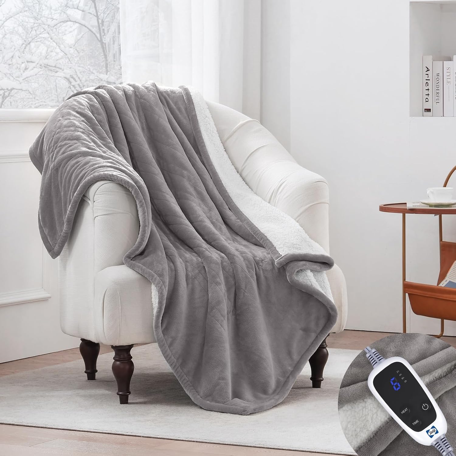 Detalle de Sealy Heated Throw Blanket, 50 x 60 Inches