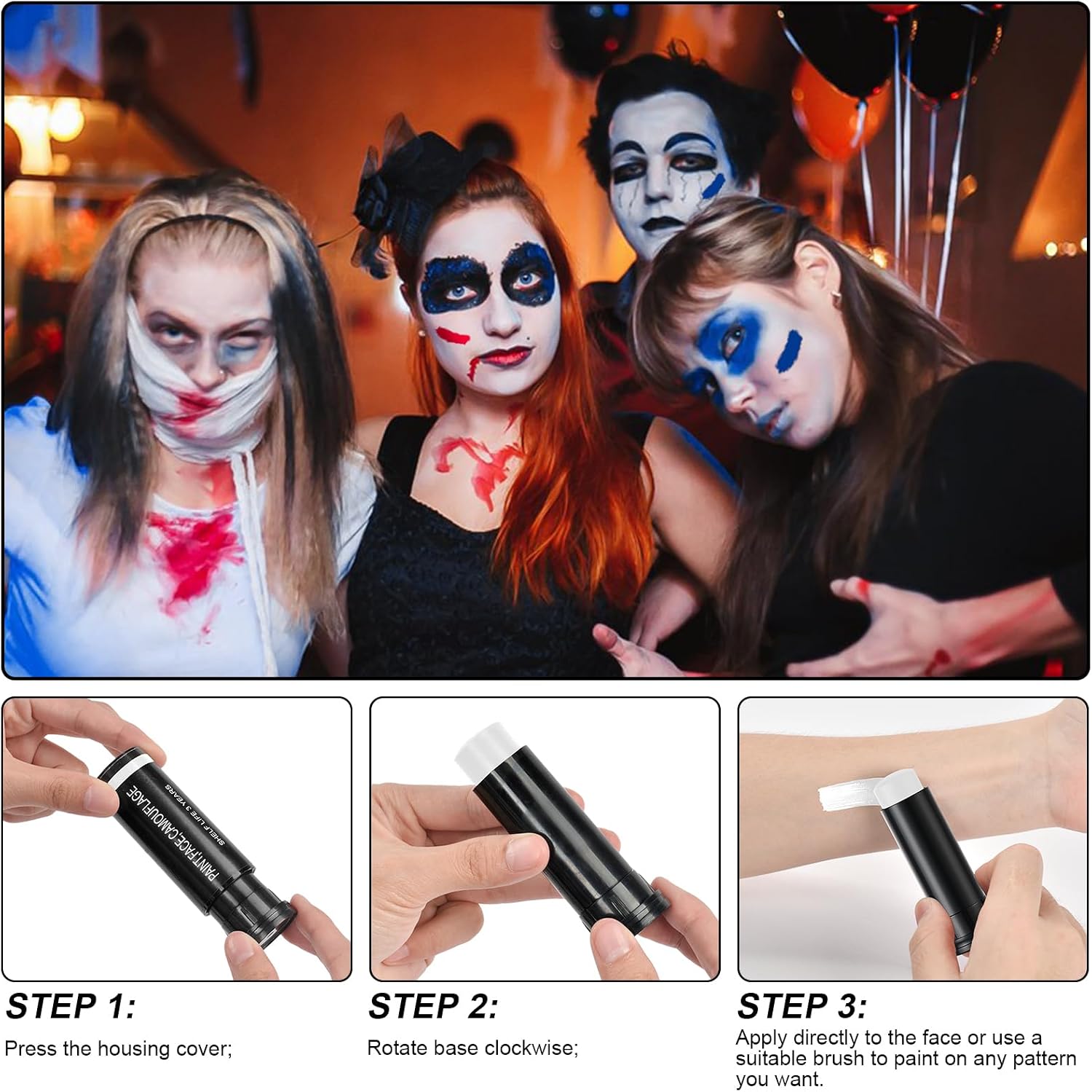 Thumbnail 6 de Camouflage Face Paint Sticks mimetico Nero+Bianco