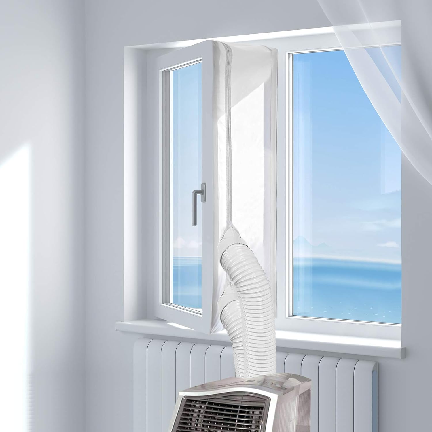 Detalle 2 de HOOMEE Fensterabdichtung für Mobile Klimageräte – 400 cm Umfang, einfache Montage