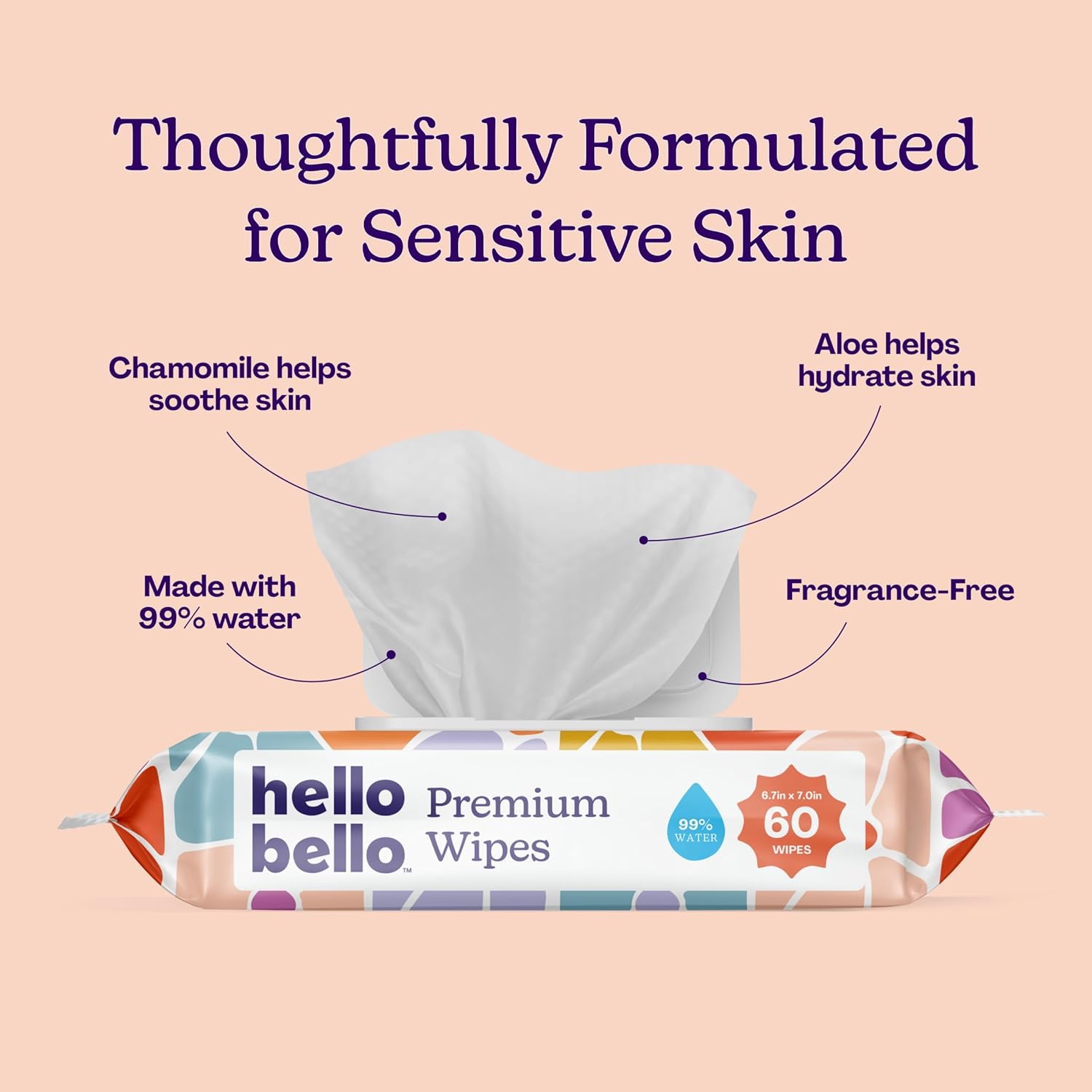 Thumbnail 1 de Hello Bello Premium Sensitive Skin Wipes (Flower Pop) — Resellable Packs, 720 Total Wipes