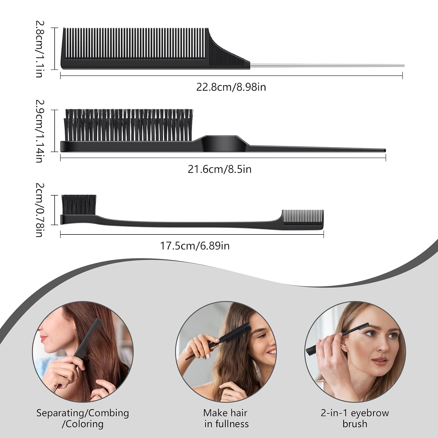 Detalle de Curl Defining Brush Set, 4-Piece Black Hair Styling Kit for Curls and Edges