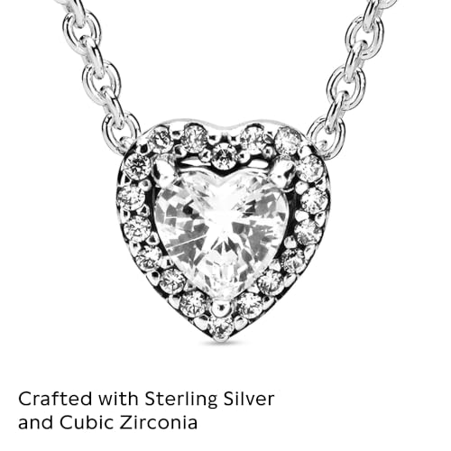 Detalle de Pandora Halskette 398425C01-45: Sterling Silber, Herz in Relief