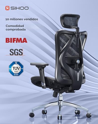 Thumbnail 4 de SIHOO Silla de Oficina Ergonómica con Respaldo Alto y Malla Transpirable