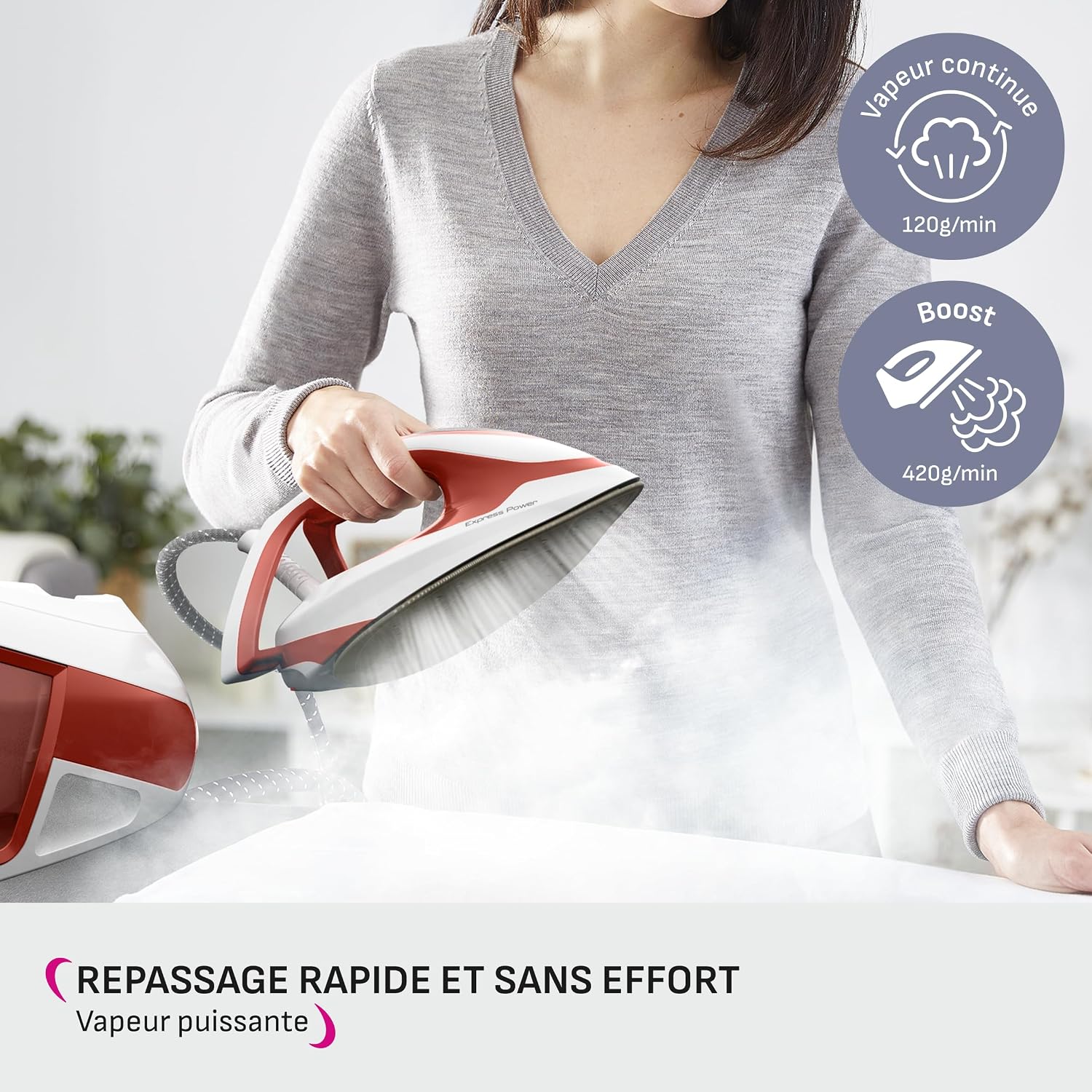 Detalle de Calor Express Power – Centrale Vapeur Classique, réservoir 1,8 L, débit vapeur 420 g/min, fabriquée en France