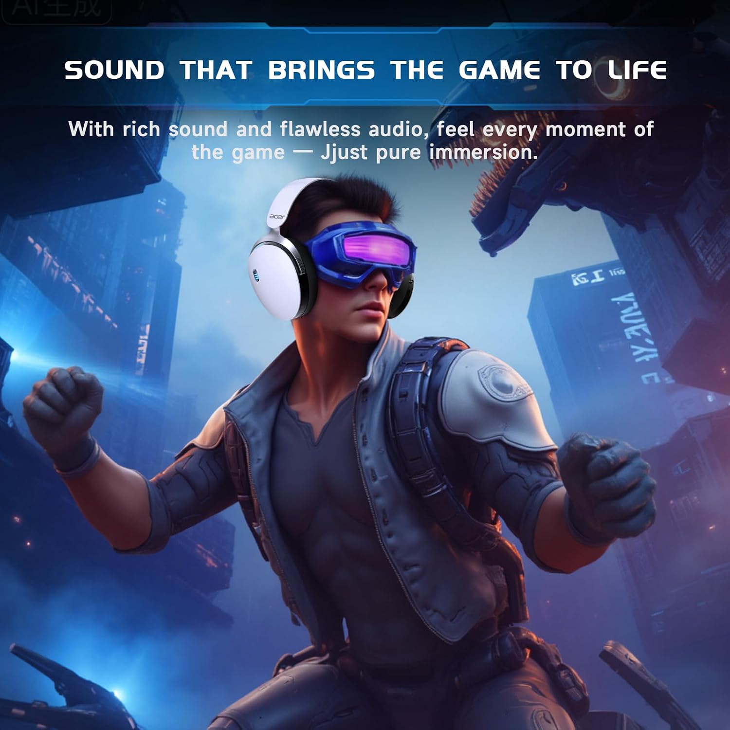 Thumbnail 2 de Acer Tri-Mode Wireless Gaming Headset with 50mm Drivers and Noise-Canceling Mic