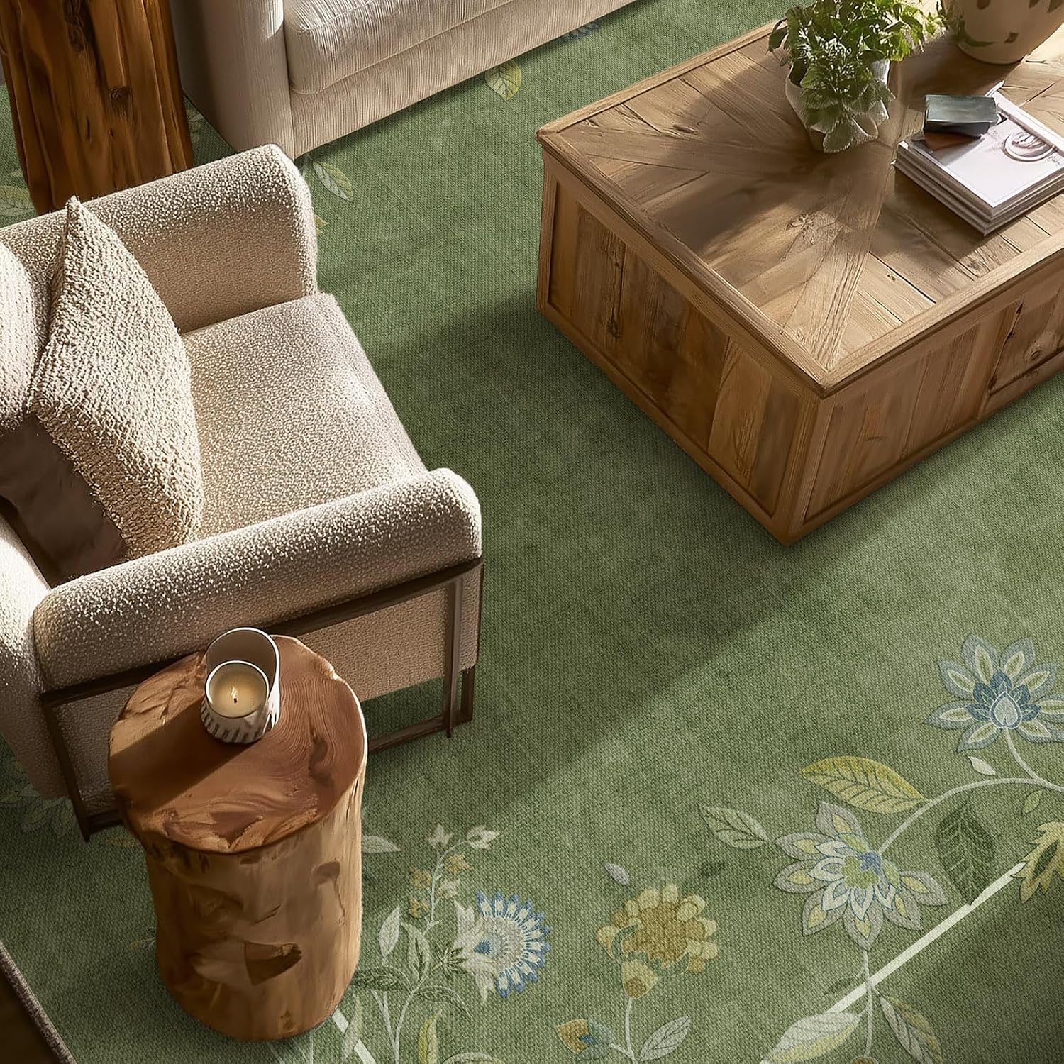 Thumbnail 2 de 10x12 Area Rug for Living Room — Washable, Stain-Resistant, Non-Slip Low Pile Faux Wool