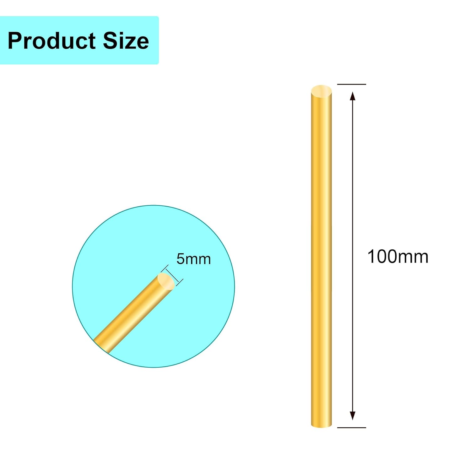 Detalle de iMeistek Brass Rod 5mm x 100mm (4-Pack) – Straight Round Brass Rods for Lathe, DIY Craft Stock