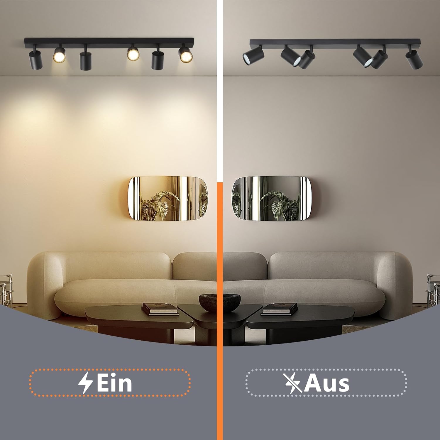 Thumbnail 5 de Homefire LED Deckenstrahler 6-flammig GU10 – Deckenlampe Schwarz, 350° schwenkbar