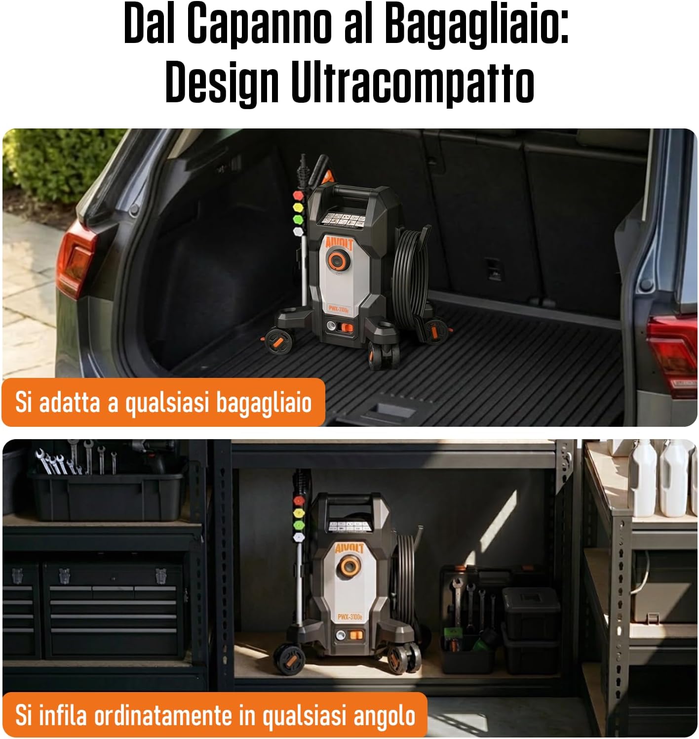 Thumbnail 6 de AIVOLT Idropulitrice ad Alta Pressione 1800 W, 170 Bar con 5 ugelli e tubo da 7,6 m