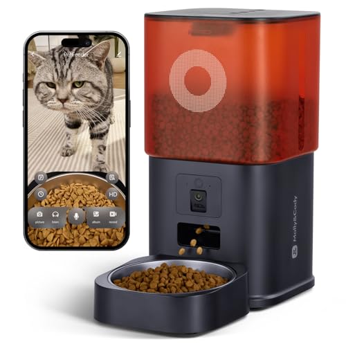 Detalle de MOLLY&CODY Distributeur automatique de croquettes avec caméra, 6 L et bol inox