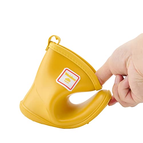 Detalle de Weishuo Stivaletti Pioggia Bambino – Stivali di gomma antiscivolo impermeabili da 1 a 8 anni (Taglia 22 EU, Colore Giallo)