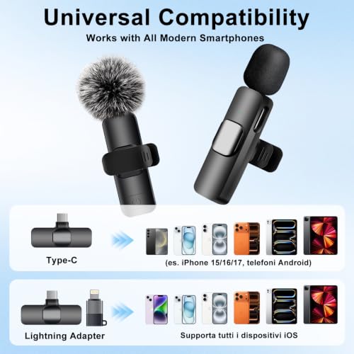 Detalle de Lidylsm Wireless Lavalier Microphone for iPhone, iPad & Android Phone