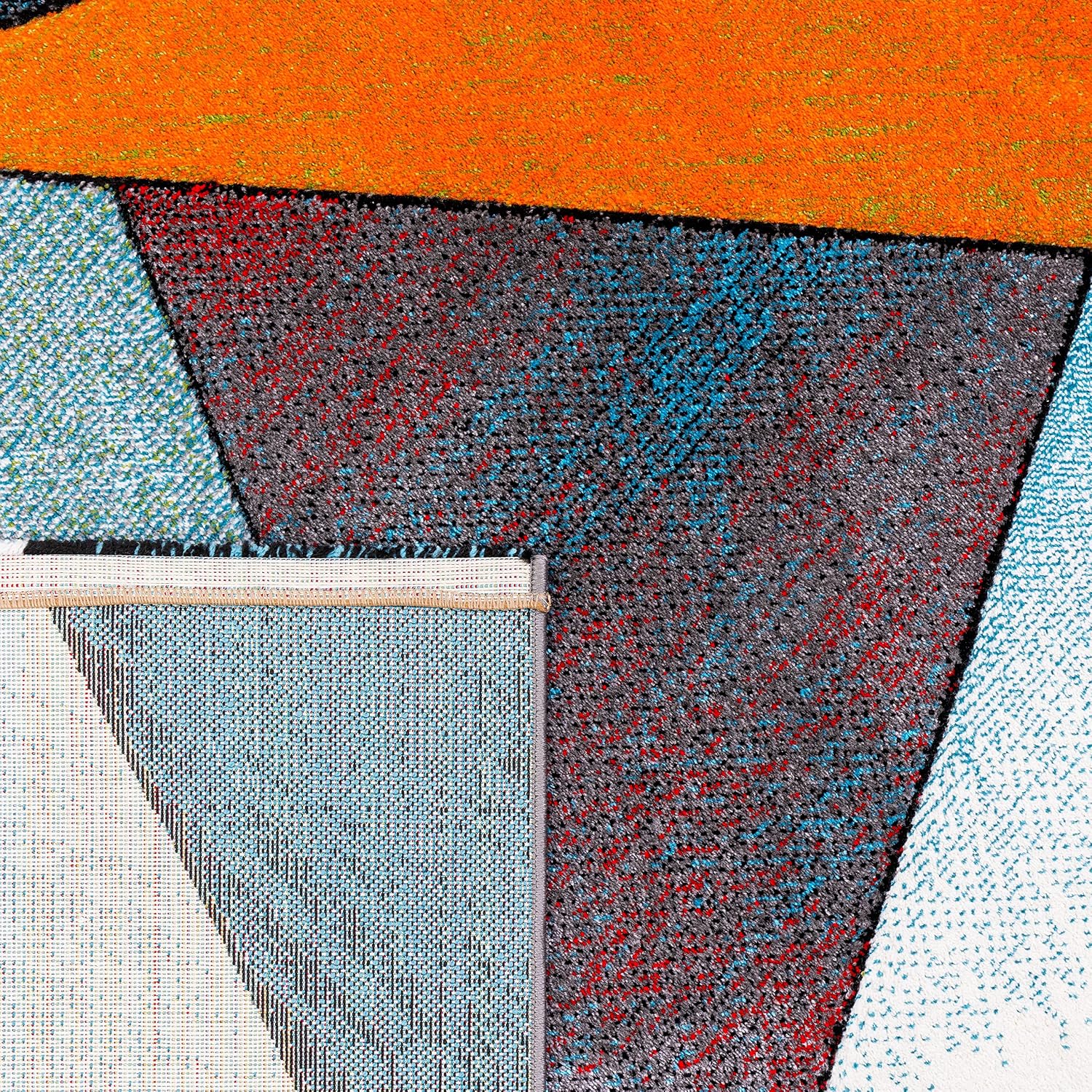Detalle de Paco Home Kurzflor-Teppich 160x230 cm mit 3D-Optik und karierten Mustern für Wohnzimmer & Kinderzimmer