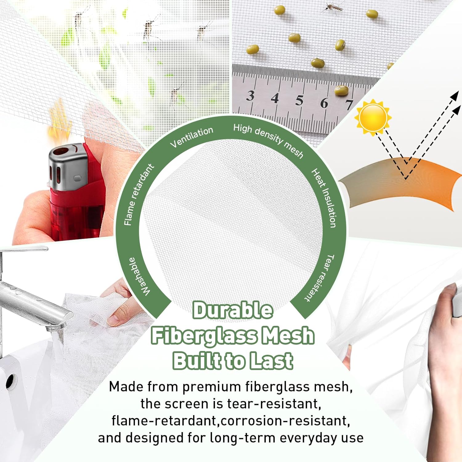 Thumbnail 4 de OWYR Magnetic Fly Screens for Windows (Fit Max 151x180cm) – Adjustable DIY Magnetic Strip Insect Net, White Frame