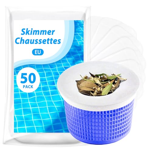 Detalle de KGC Chaussette Skimmer Piscine – 50 pièces, préfiltre réutilisable pour paniers de skimmer 7–19 cm