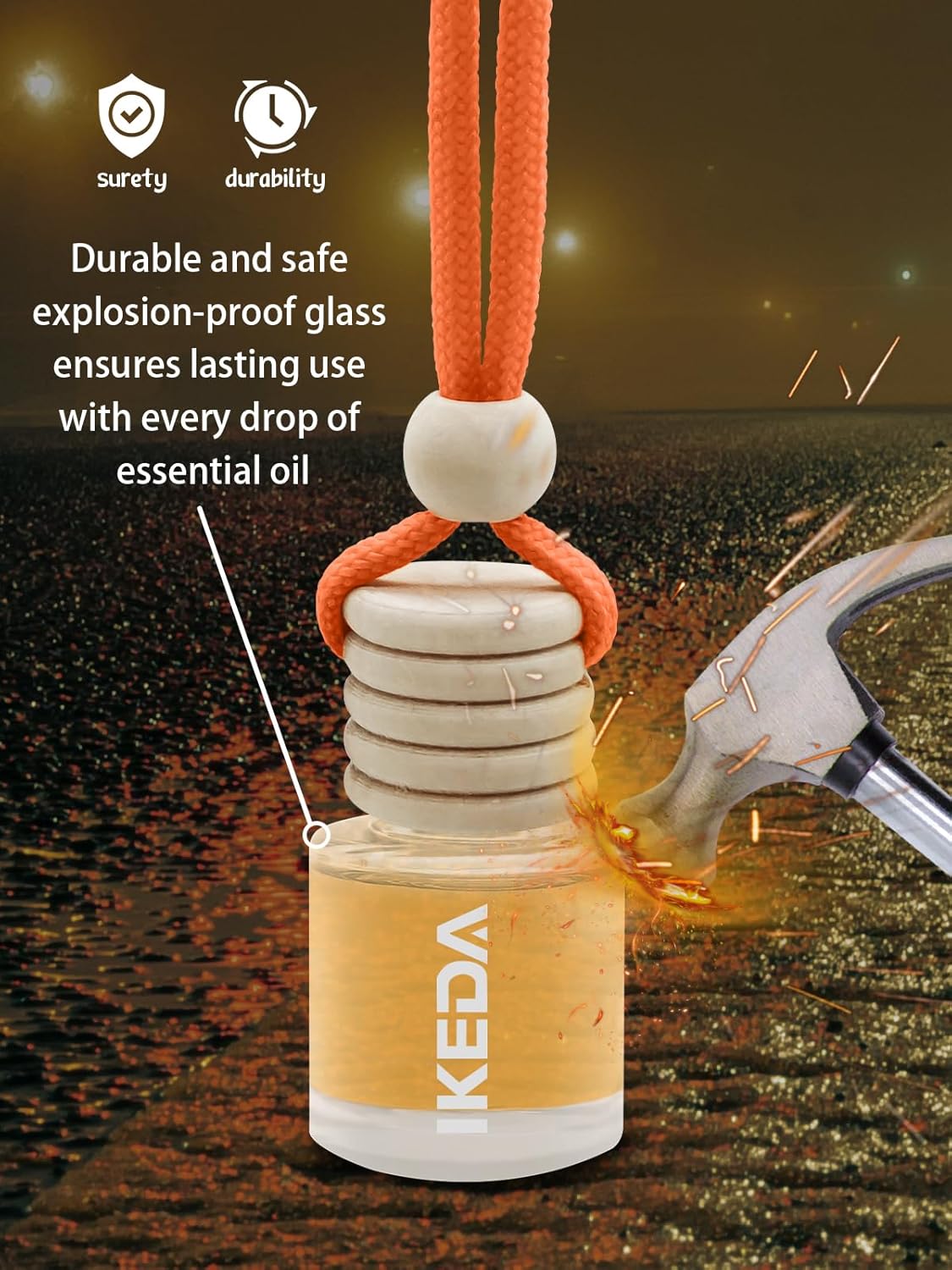 Detalle de ikeda candle Ikeda Autoduft Duftbaum für Auto & Zuhause (Orange-new), 10 ml