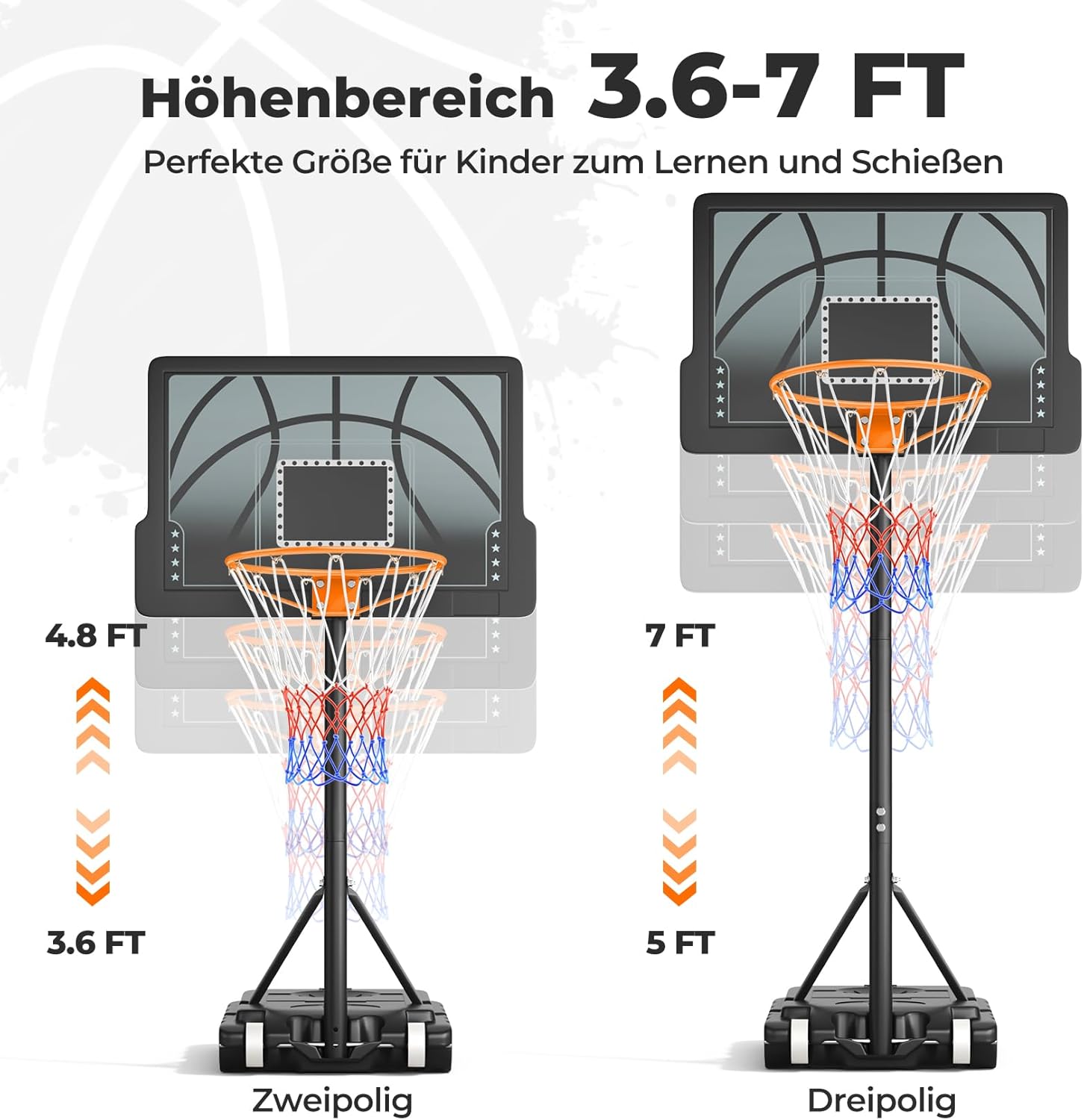 Detalle 2 de Yohood Outdoor Basketballkorb 3,6 bis 7 ft