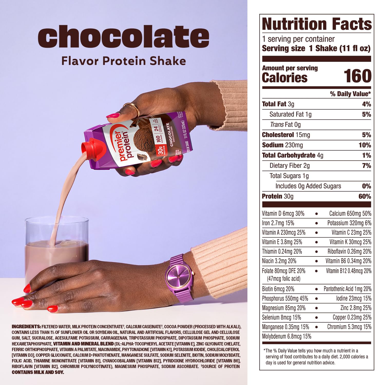 Detalle de Premier Protein 30g High Protein Shake, Chocolate (12 Pack)