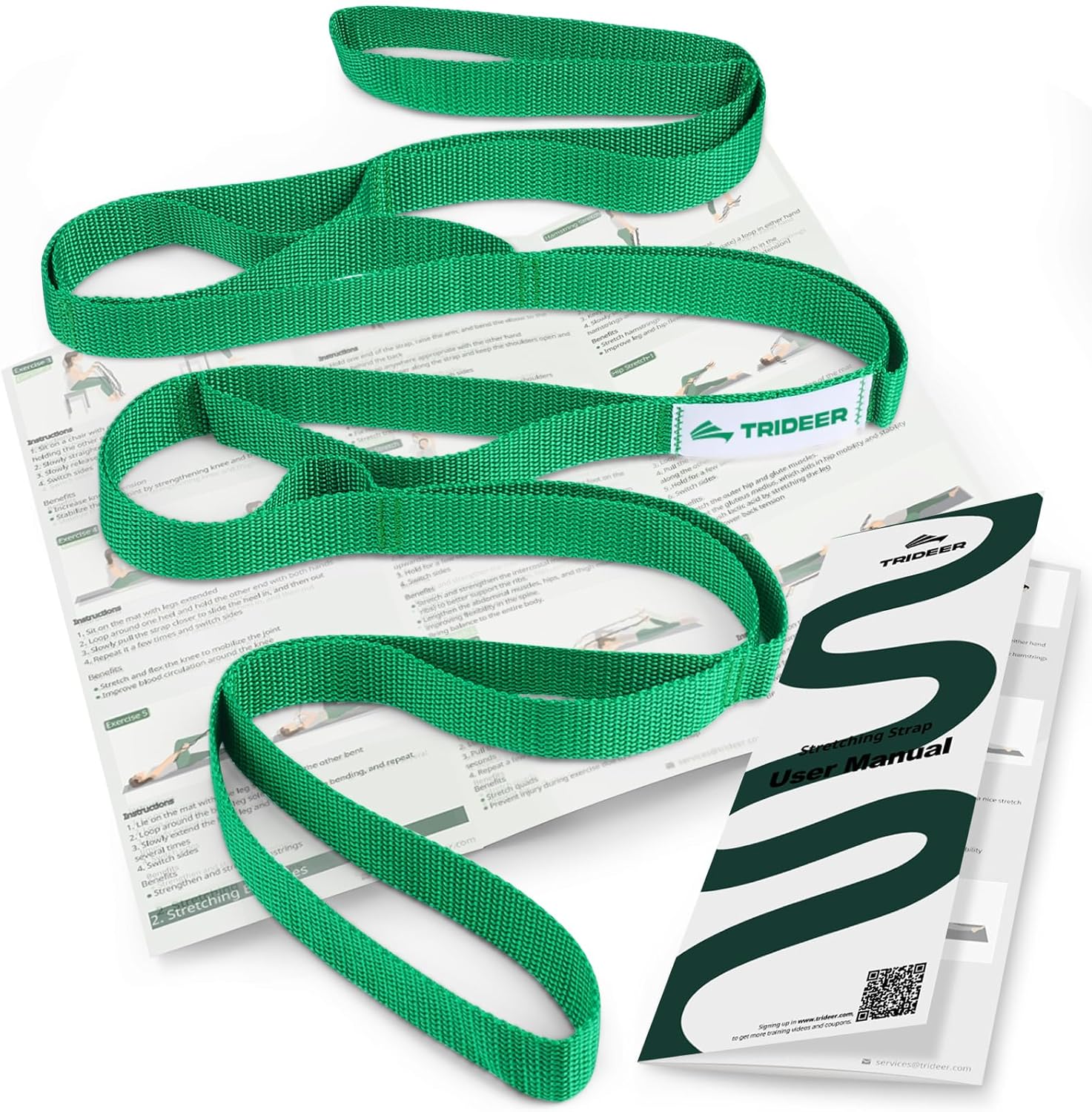 Detalle de Trideer Stretching Strap with Loops, Non-Elastic Polyester for PT and Yoga