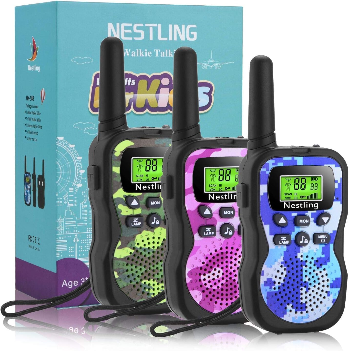 Detalle de Nestling HK-588 walkietalkies voor kinderen, 3-delig met 8 kanalen