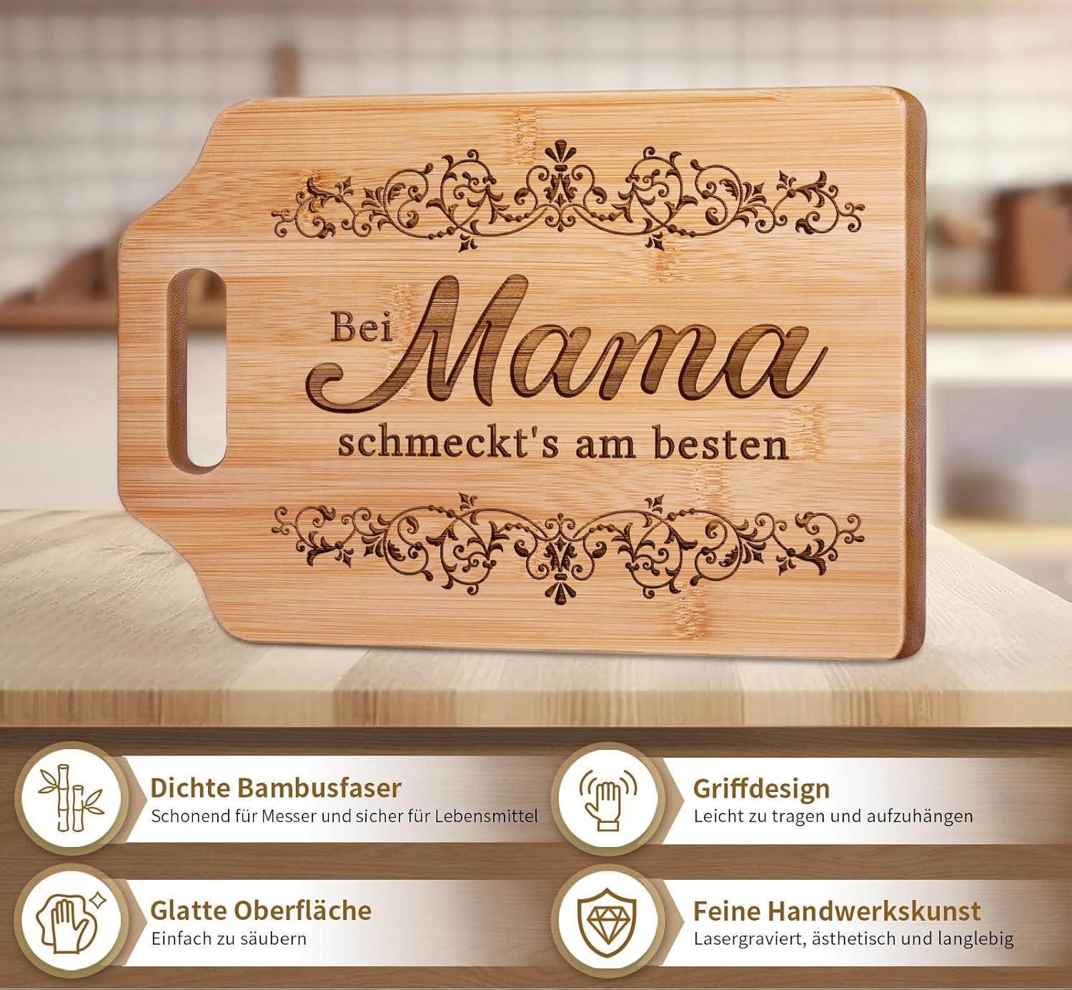 Thumbnail 3 de Giftasy Muttertagsgeschenk – Graviertes Bambus-Schneidebrett