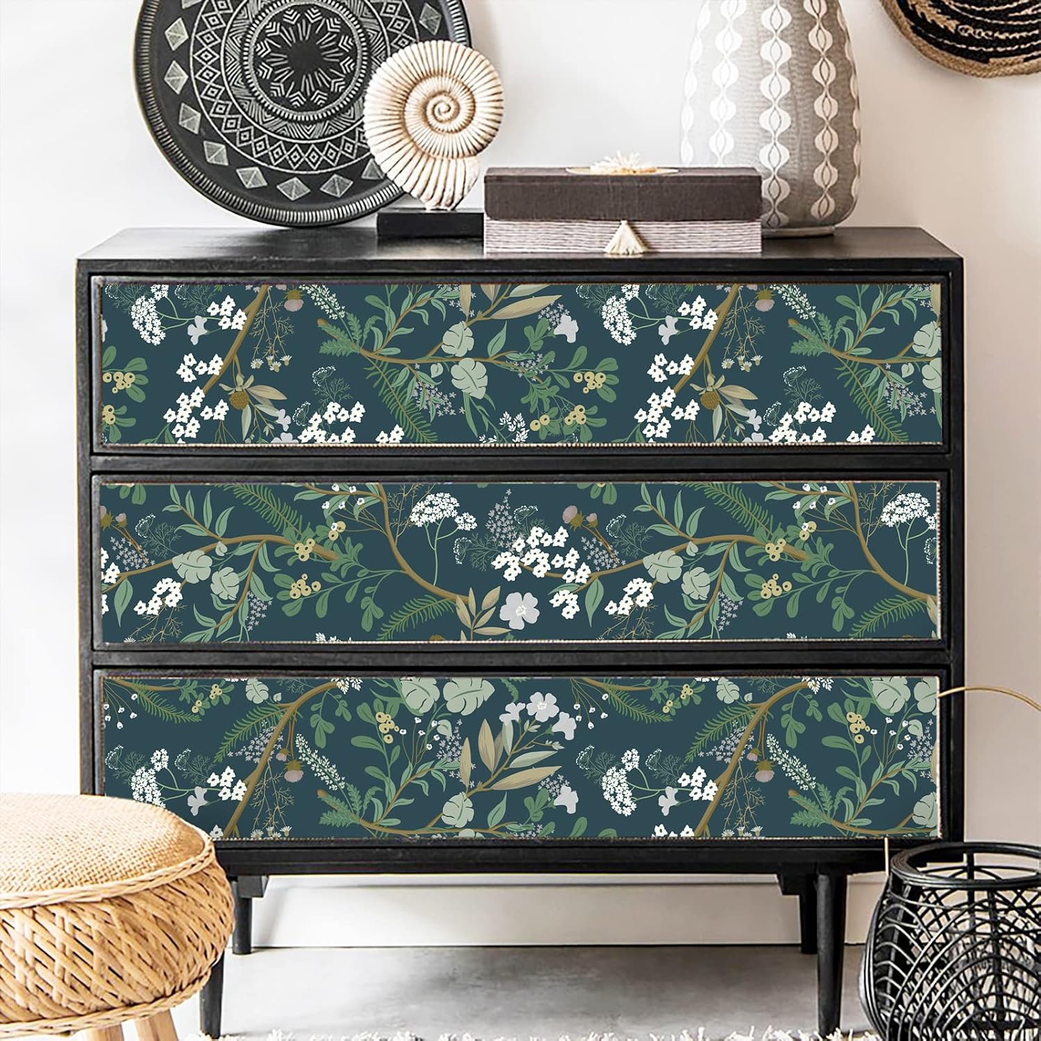 Detalle de CiCiwind Selbstklebende Tapete Blumen – vinylbehang 40 x 300 cm, groen
