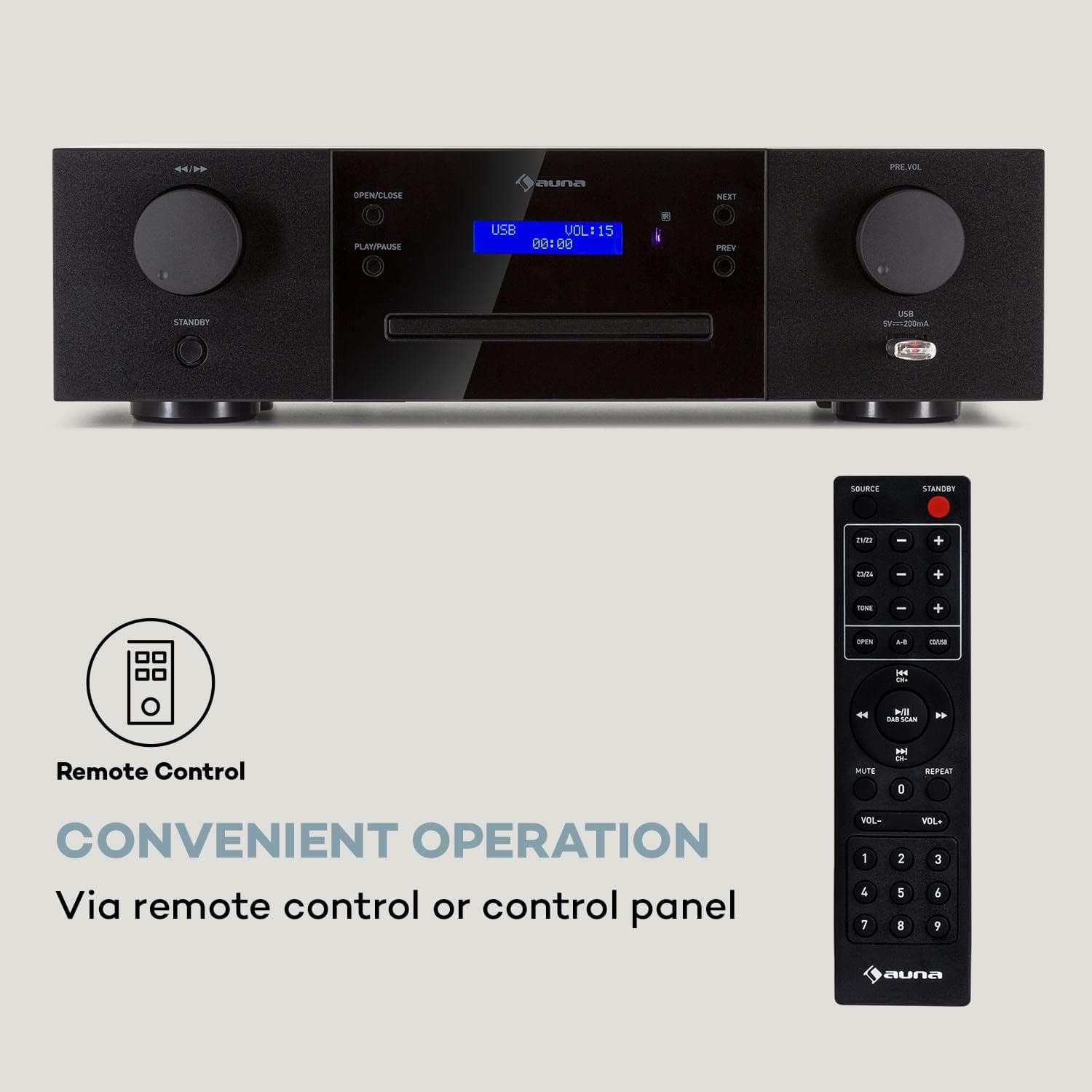 Detalle de AUNA CD-1000 DG Hi-Fi CD Player with USB, LED Display and Remote