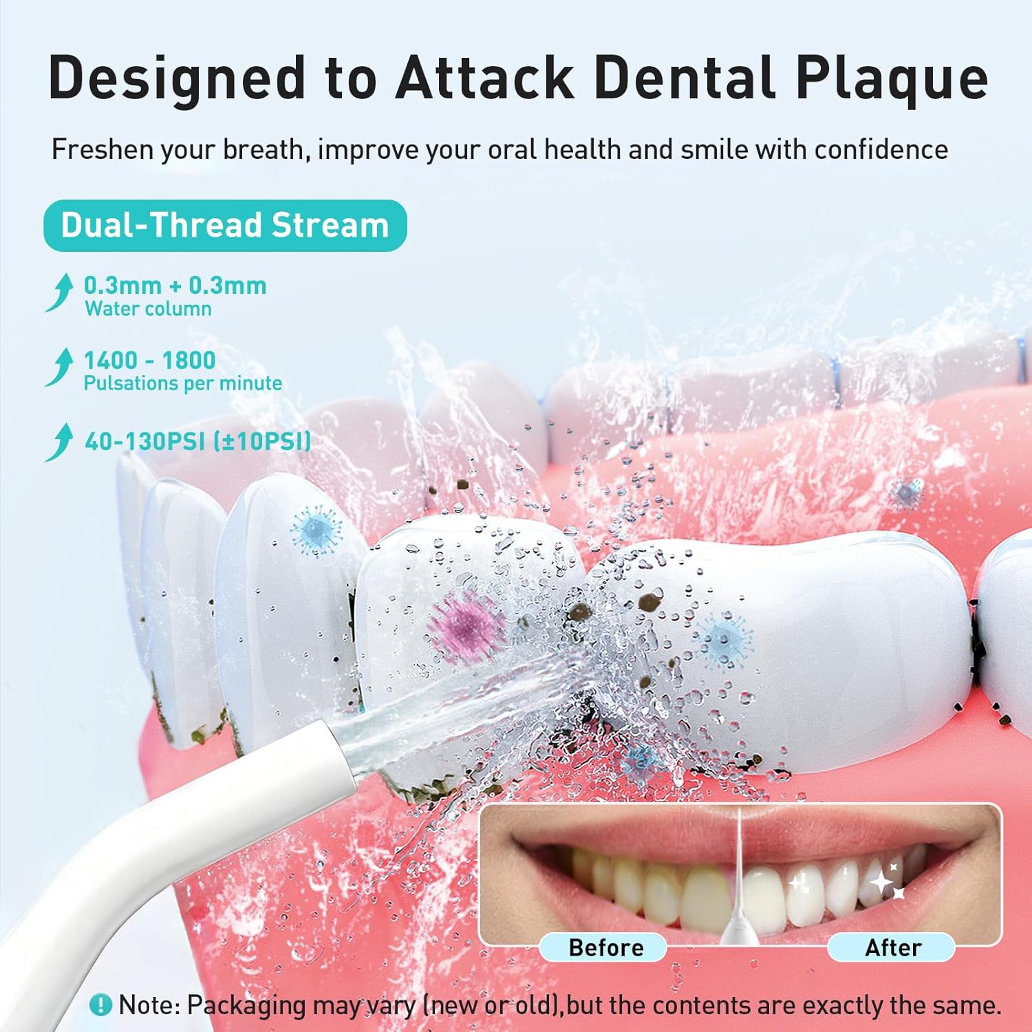 Thumbnail 1 de COSLUS Rechargeable Portable Water Flosser (300ml) with IPX7, 5 Tips