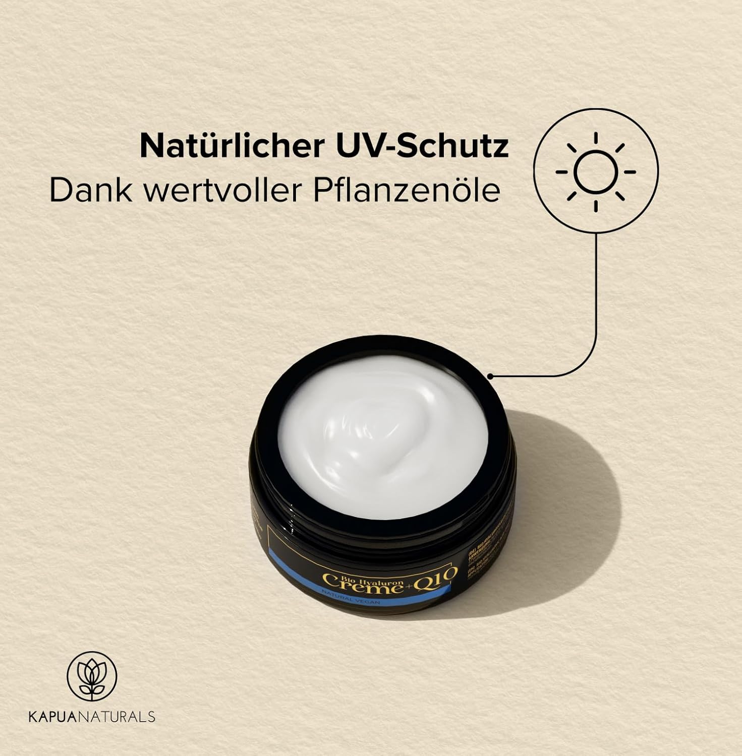 Detalle de Kapua Naturals Bio Hyaluron Gesichtscreme 100 ml mit Q10 – Anti-Aging mit natürlichem UV-Schutz