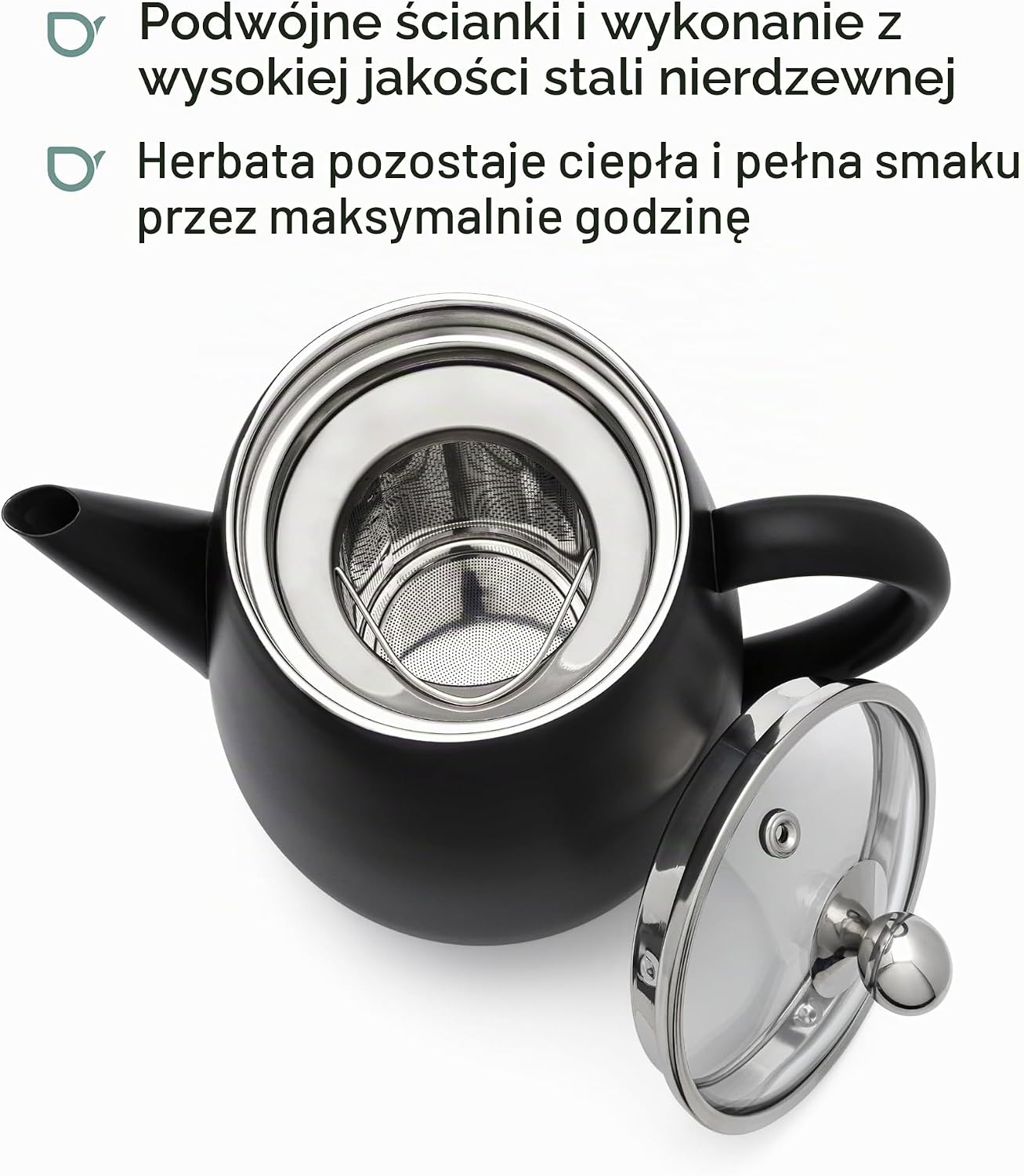 Detalle 2 de Bredemeijer Eva – stalowy dzbanek do herbaty 1,1 l z podwójnymi ściankami