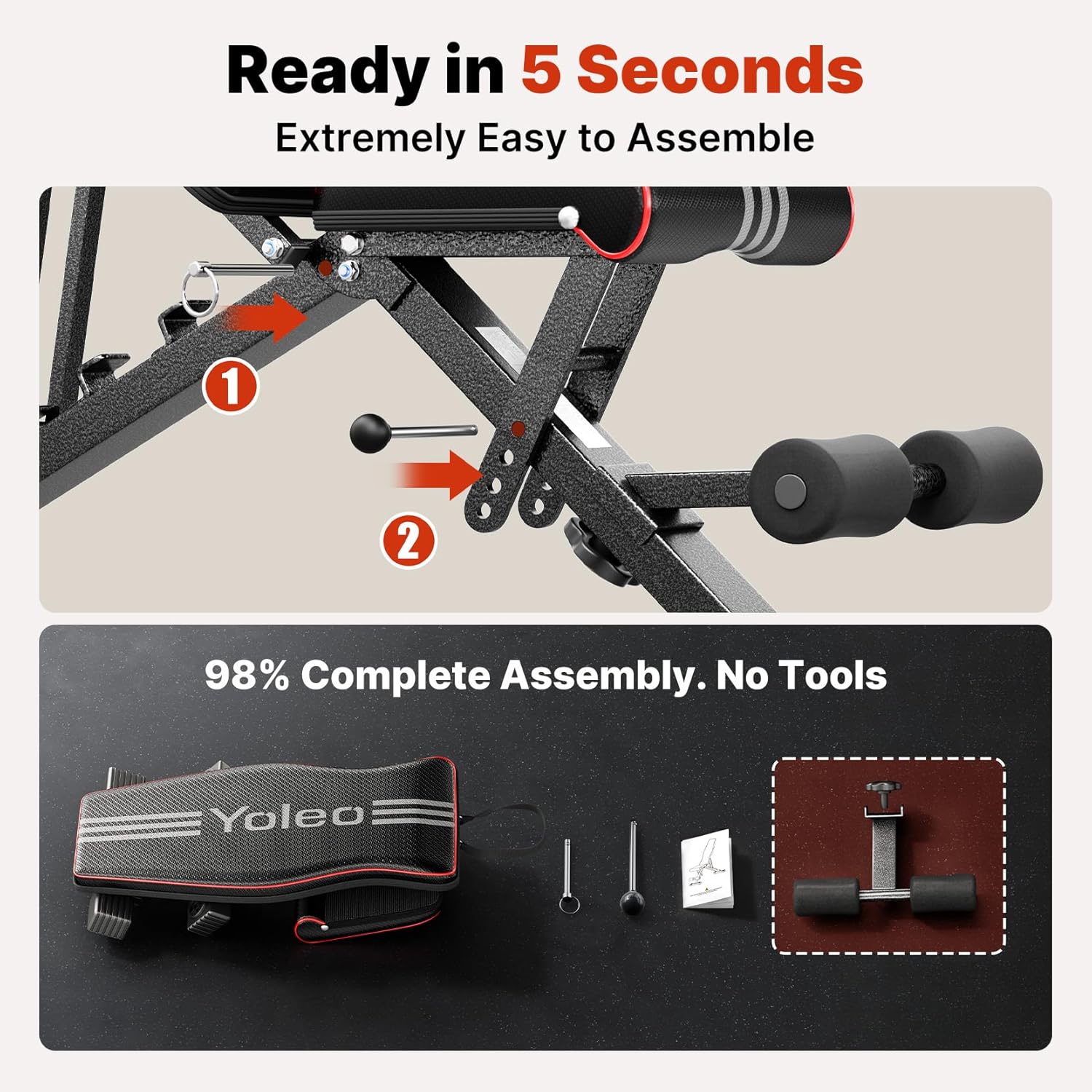 Thumbnail 3 de YOLEO Weight Bench 300kg adjustable incline strength bench 🏋