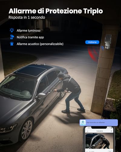 Thumbnail 6 de MROWLY Telecamera Wi-Fi Esterno 2 in 1 con Pannello Solare: 4MP/2.5K, Copertura 360°, Visione Notturna a Colori e Rilevamento PIR