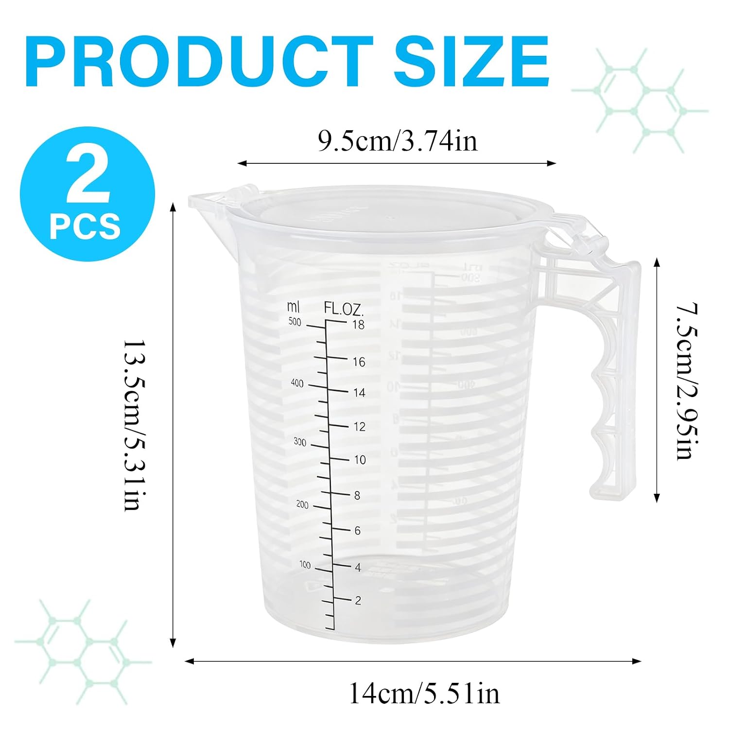 Detalle de Lainballow Plastic Measuring Beakers, 500 mL