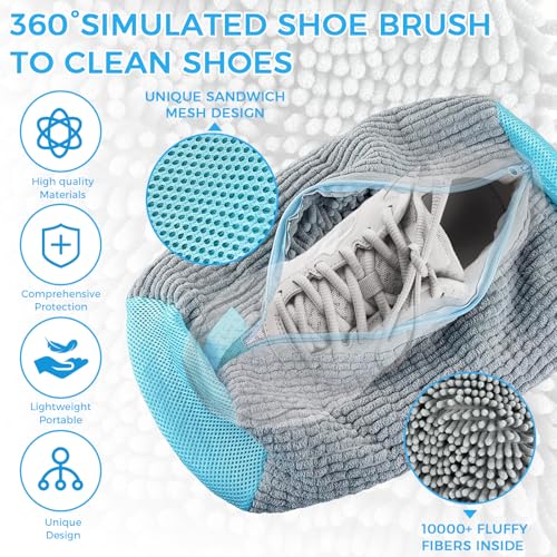 Detalle de CNMTCCO Lot de 2 Sacs Lavage Chaussures en Maille 360° et Fermeture Éclair Cachée